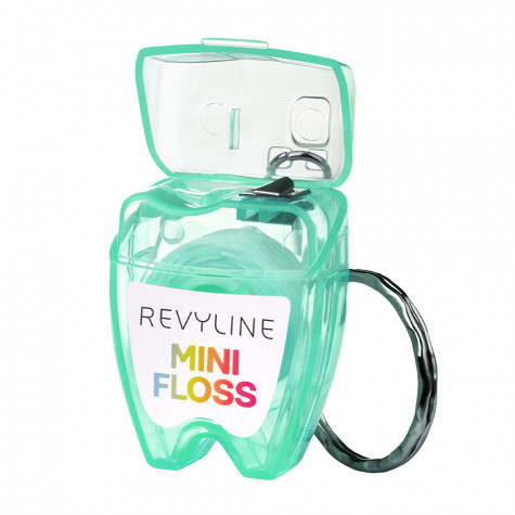 Зубная нить вощеная Revyline floss mini, полиэстер с бамбуковым углем, 15 м, бирюзовая